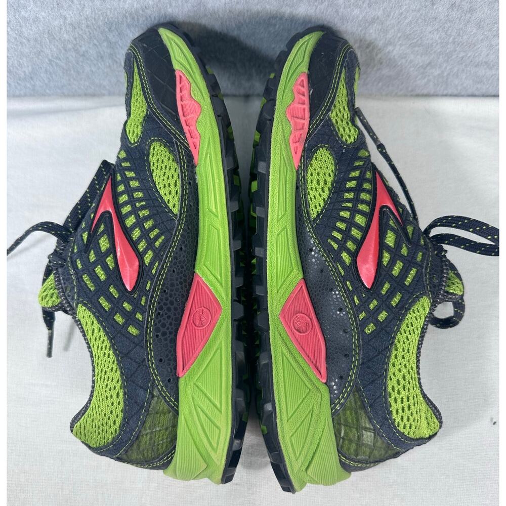 Brooks Women's sz 8 Cascadia 7 Green & Pink Trail Running Sneaker Outdoor Hiking - Picture 3 of 10
